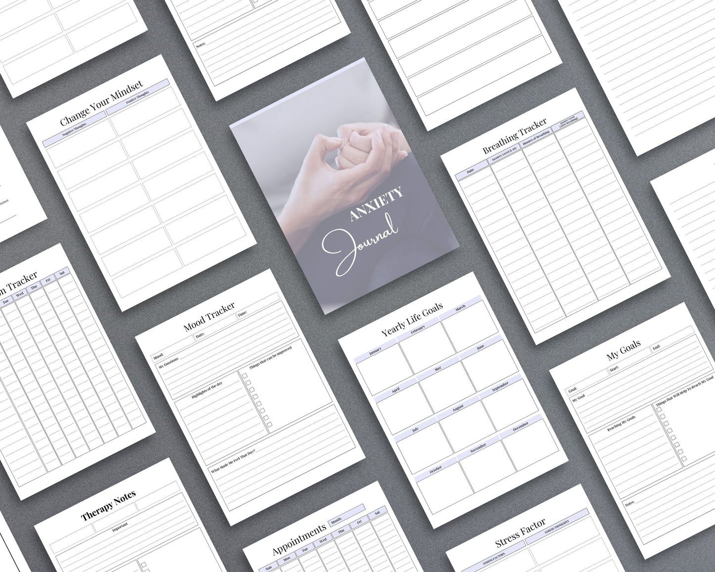 Anxiety Journal – Track Emotions, Manage Stress & Improve Mental Well-Being | Printable PDF