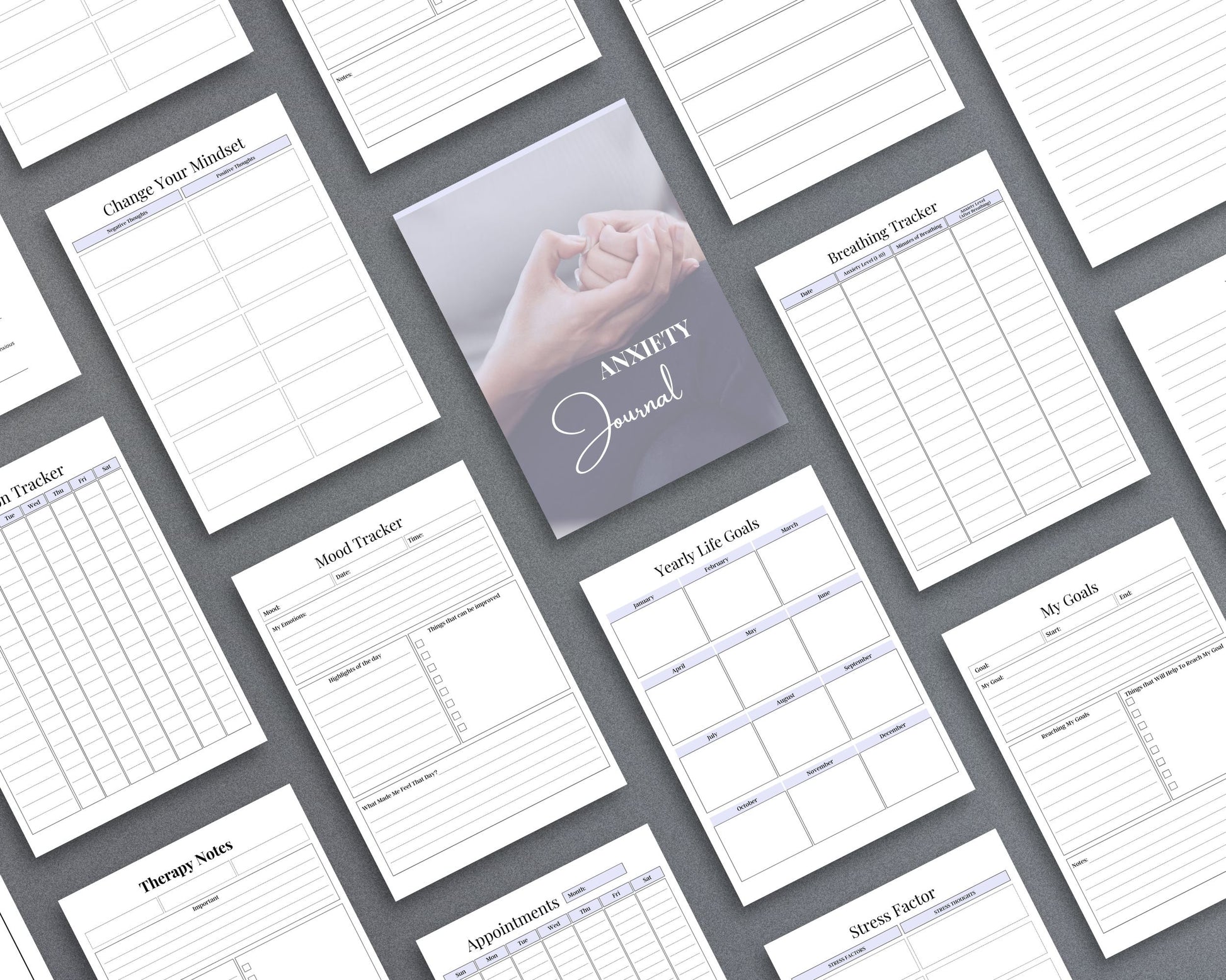 Anxiety Journal – Track Emotions, Manage Stress & Improve Mental Well-Being | Printable PDF