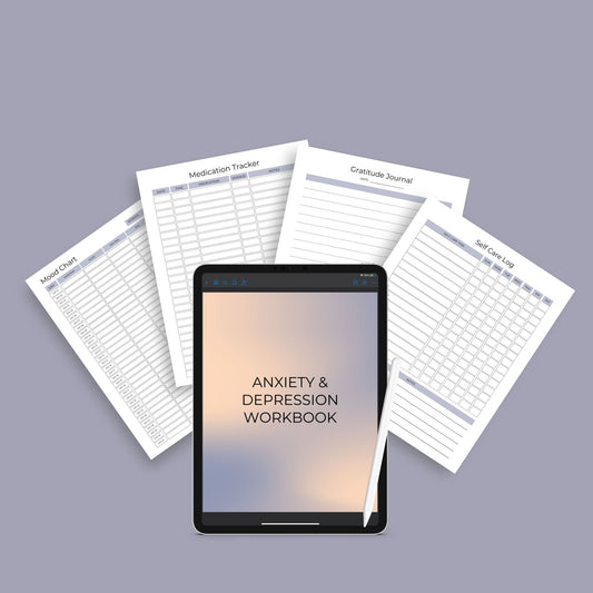 Anxiety & Depression Workbook – Track Mental Health, Emotions & Self-Care | Printable PDF