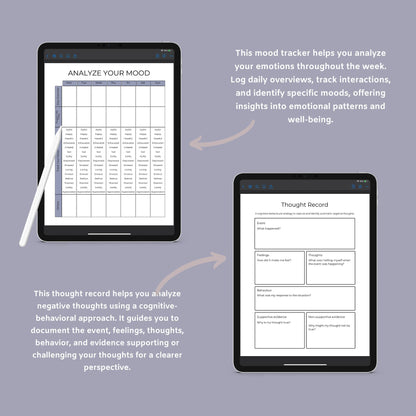 Anxiety & Depression Workbook – Track Mental Health, Emotions & Self-Care | Printable PDF