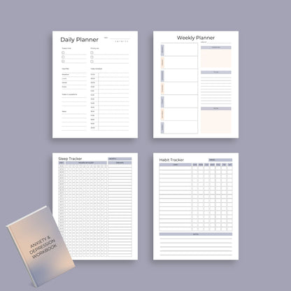 Anxiety & Depression Workbook – Track Mental Health, Emotions & Self-Care | Printable PDF