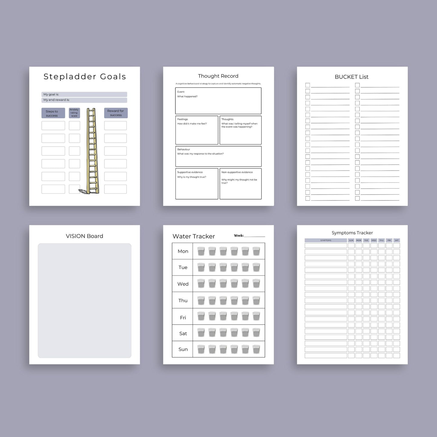 Anxiety & Depression Workbook – Track Mental Health, Emotions & Self-Care | Printable PDF