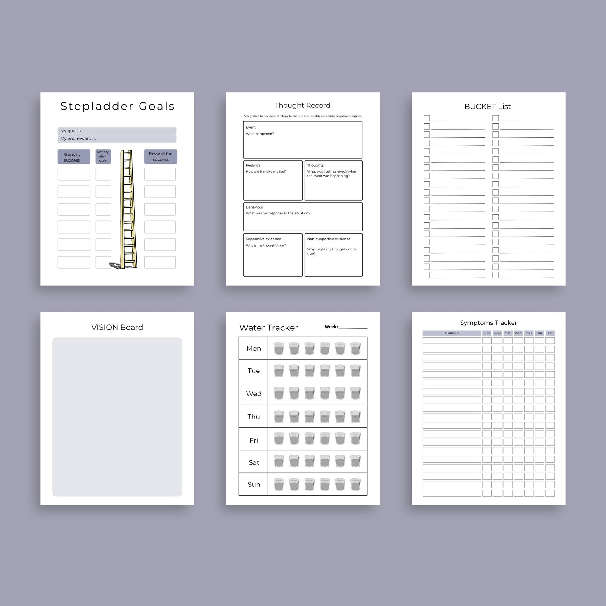 Anxiety & Depression Workbook – Track Mental Health, Emotions & Self-Care | Printable PDF