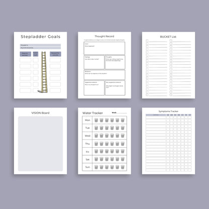 Anxiety & Depression Workbook – Track Mental Health, Emotions & Self-Care | Printable PDF