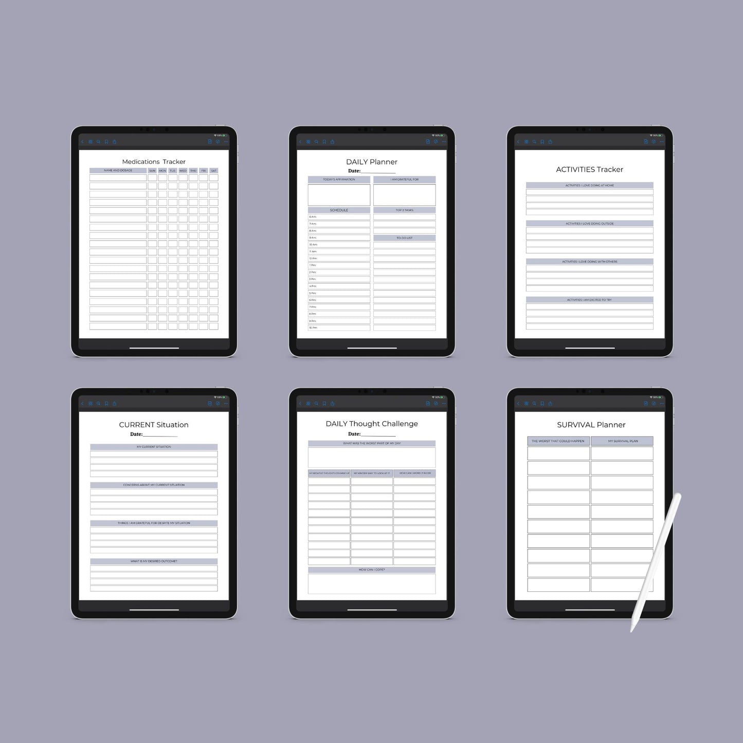 Anxiety & Depression Workbook – Track Mental Health, Emotions & Self-Care | Printable PDF