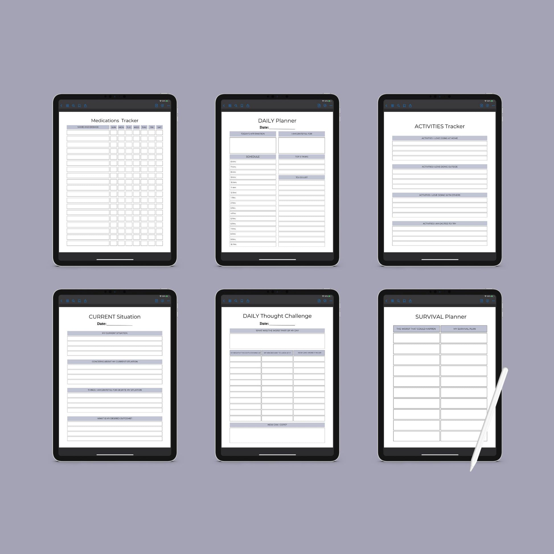 Anxiety & Depression Workbook – Track Mental Health, Emotions & Self-Care | Printable PDF