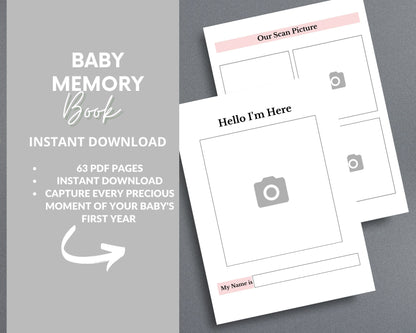 Baby Memory Book – Capture Precious First Moments & Milestones | Printable PDF