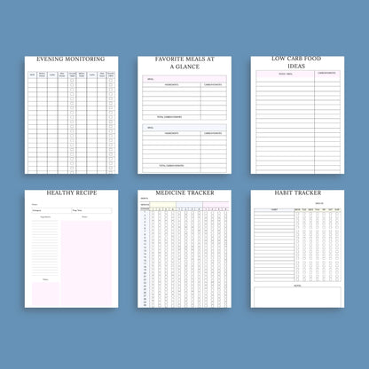 Blood Sugar Planner | Diabetes Log Book | Printable Glucose Tracker PDF