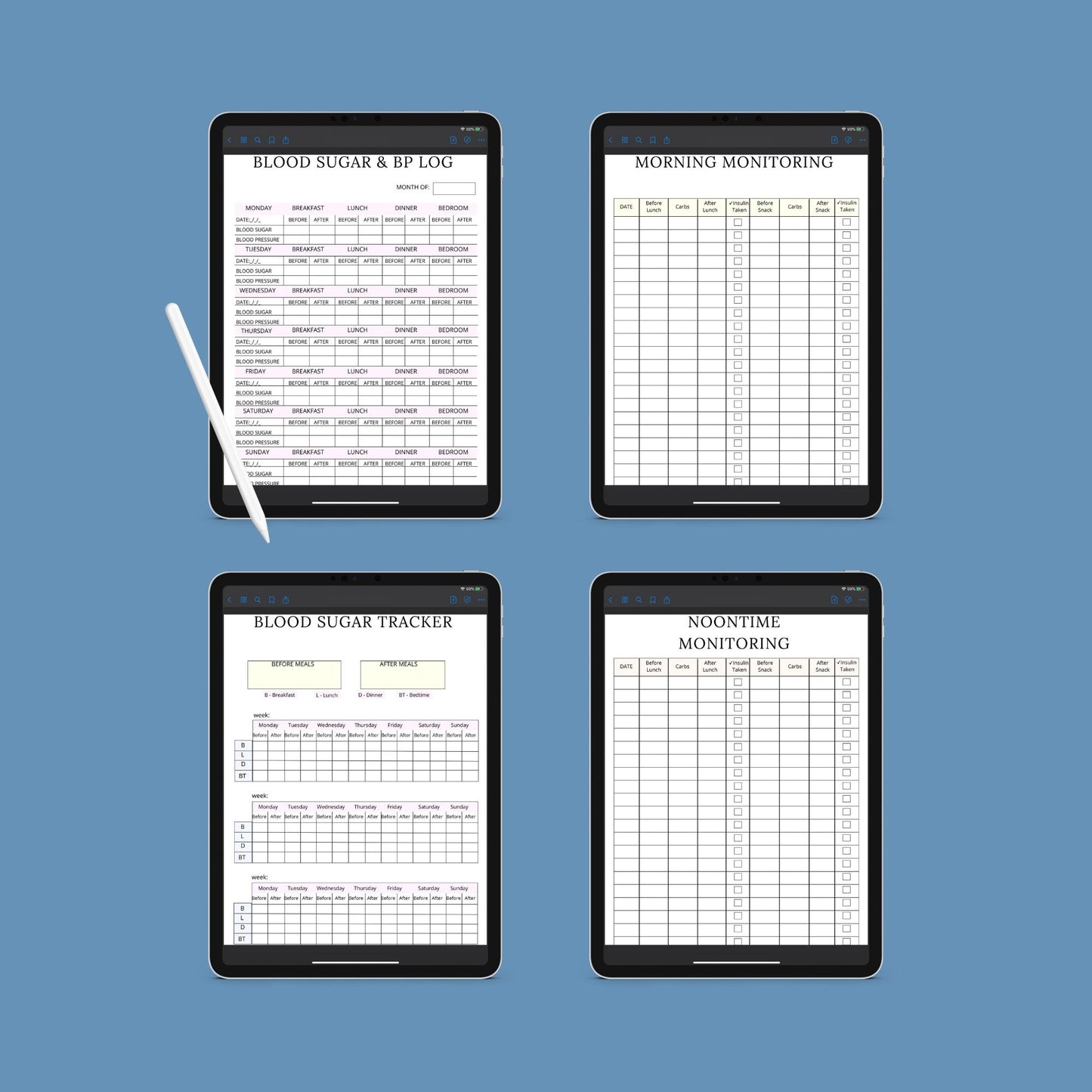 Blood Sugar Planner | Diabetes Log Book | Printable Glucose Tracker PDF