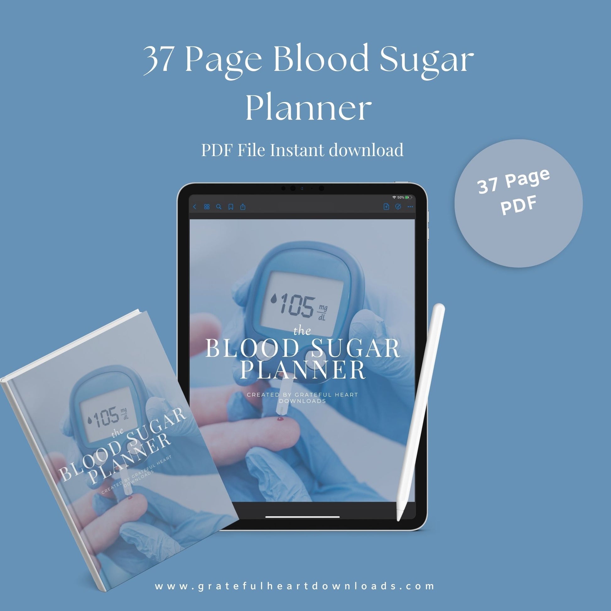 Blood Sugar Planner | Diabetes Log Book | Printable Glucose Tracker PDF