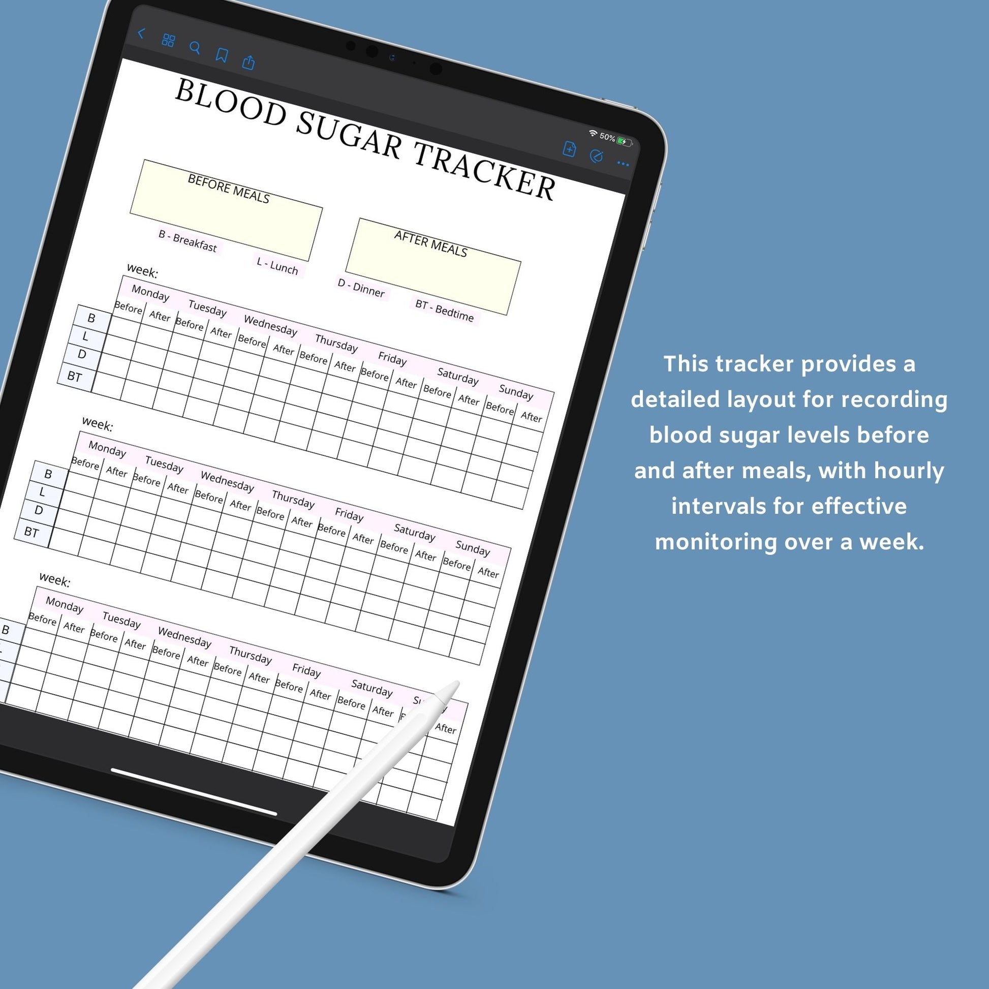 Blood Sugar Planner | Diabetes Log Book | Printable Glucose Tracker PDF