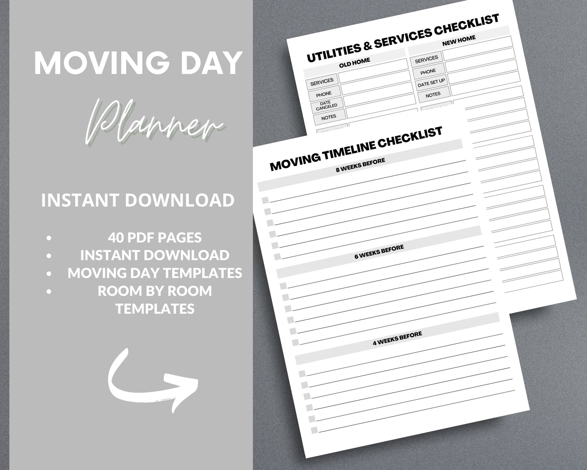 Moving Planner – Stay Organized, Track Expenses & Simplify Your Move | Printable PDF 
