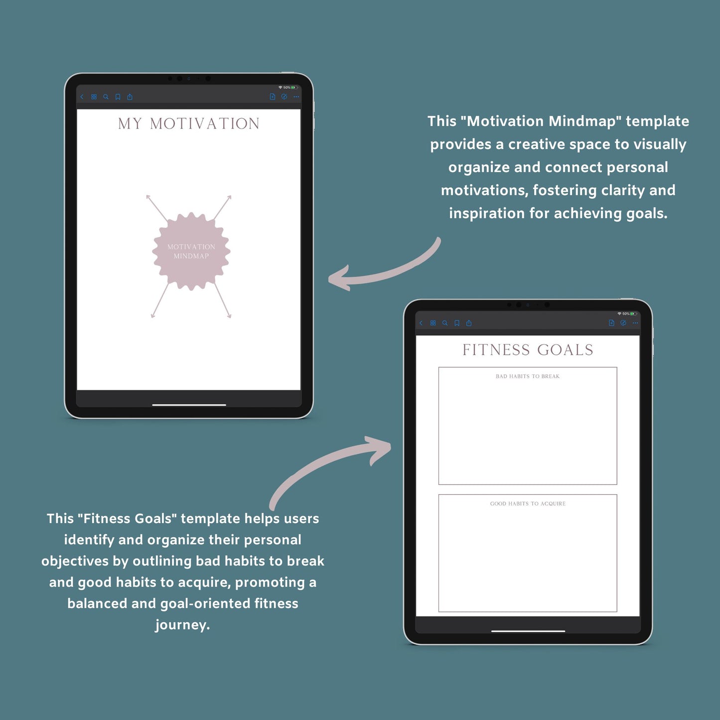 Fitness & Health Planner | Workout, Meal & Habit Tracker | PDF