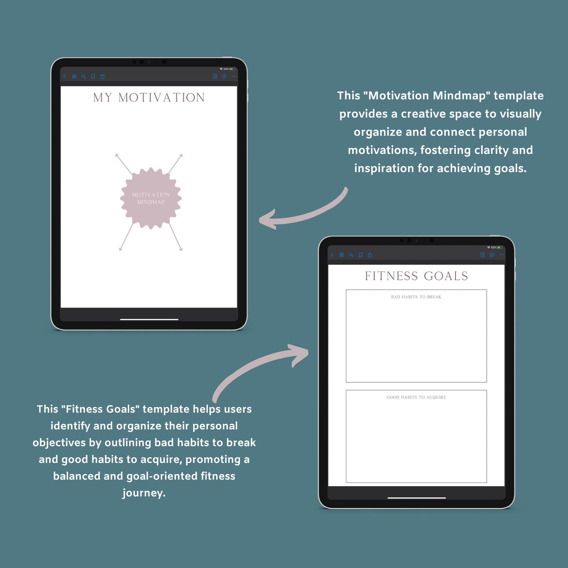 Fitness & Health Planner | Workout, Meal & Habit Tracker | PDF