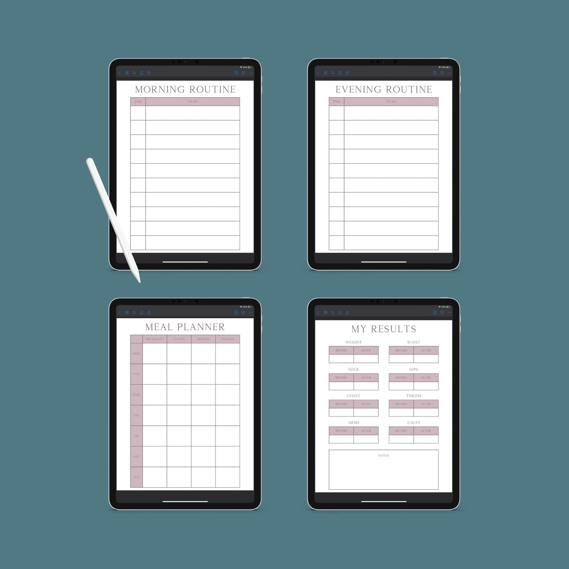 Fitness & Health Planner | Workout, Meal & Habit Tracker | PDF