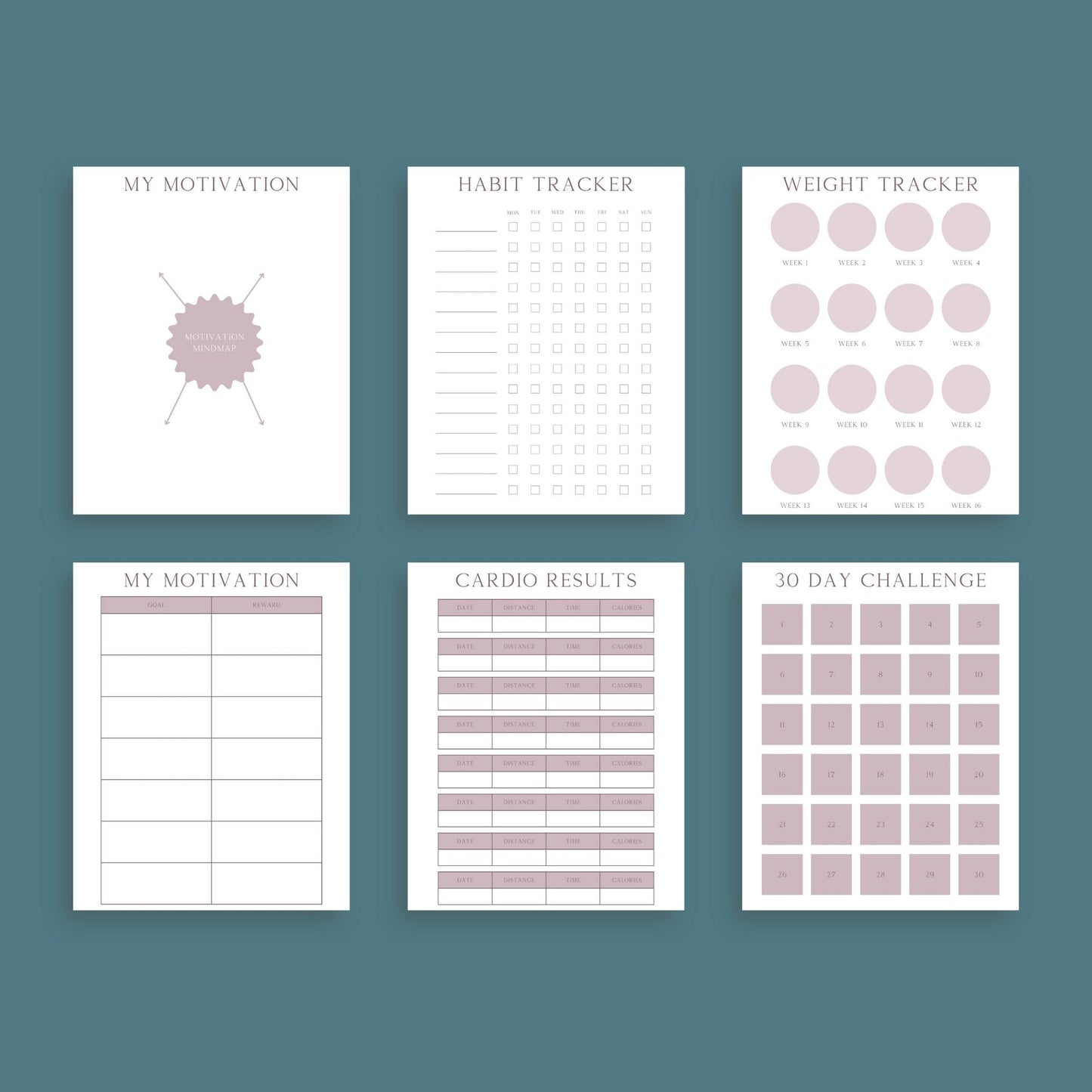 Fitness & Health Planner | Workout, Meal & Habit Tracker | PDF