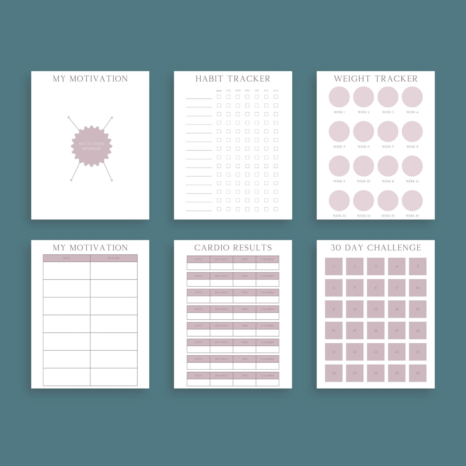 Fitness & Health Planner | Workout, Meal & Habit Tracker | PDF