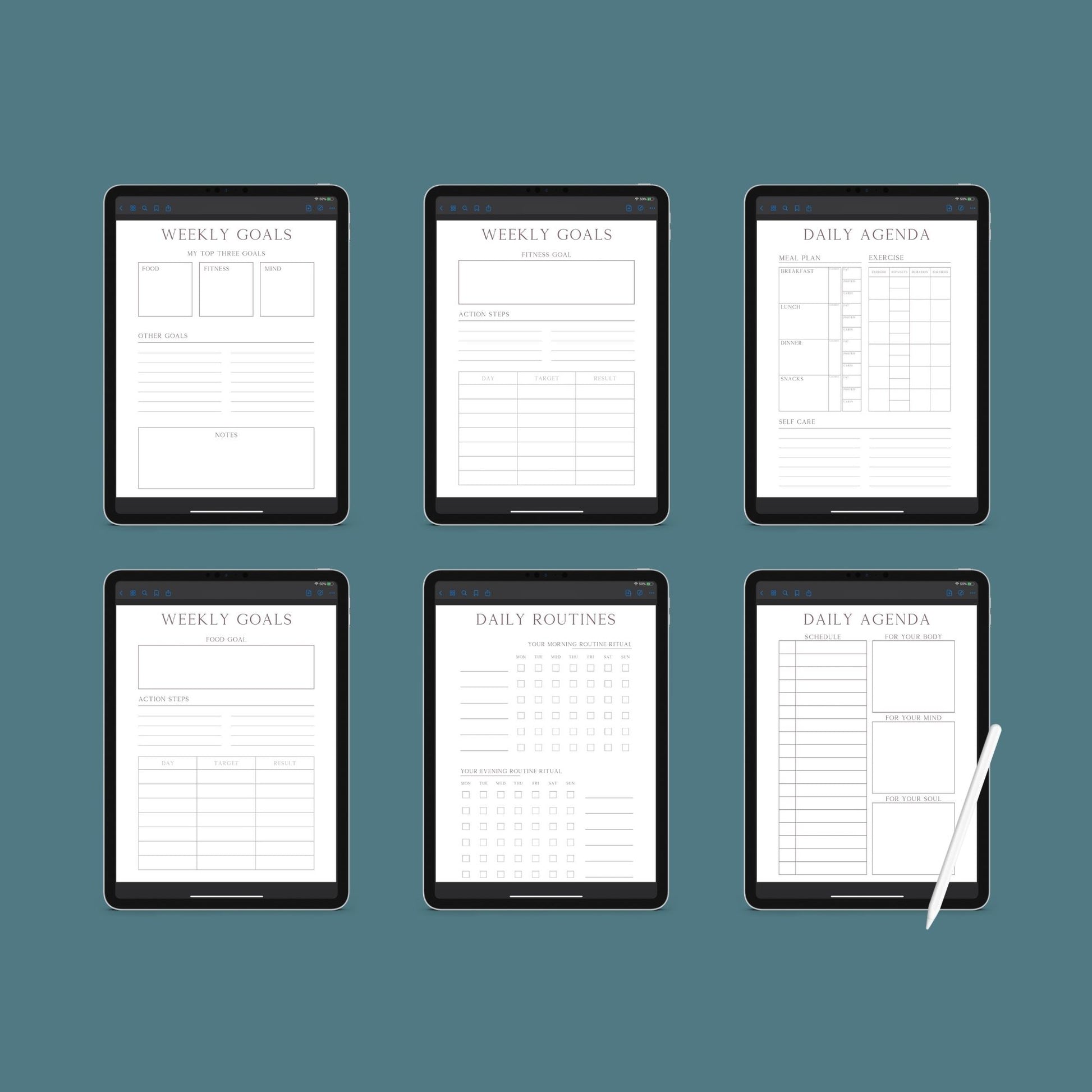 Fitness & Health Planner | Workout, Meal & Habit Tracker | PDF