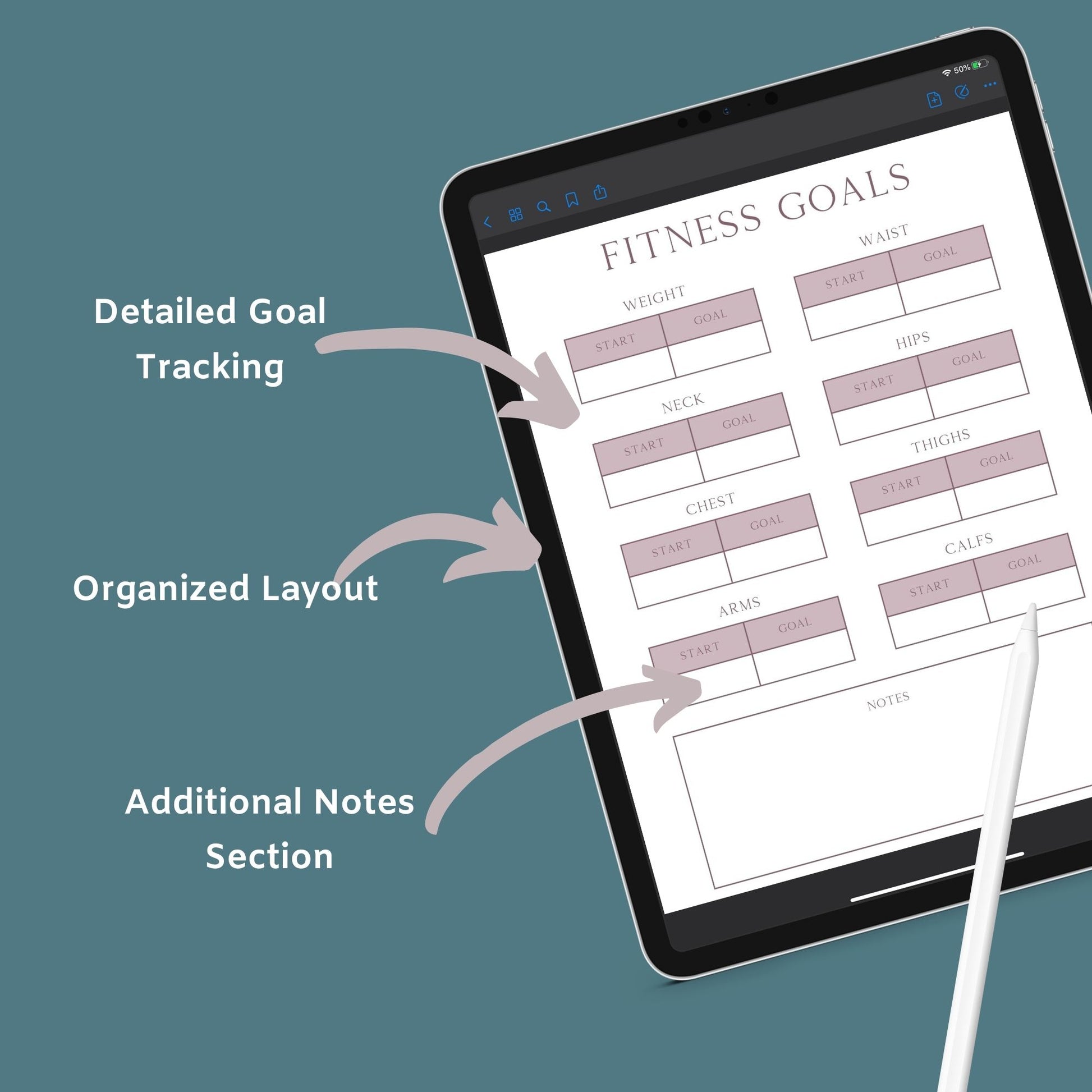 Fitness & Health Planner | Workout, Meal & Habit Tracker | PDF