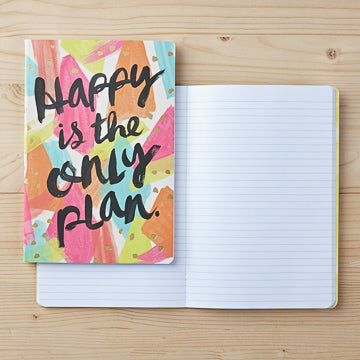 'Happy Is the Only Plan' Notebooks 2-Pack – Infuse Joy into Your Writing - The Grateful Collective