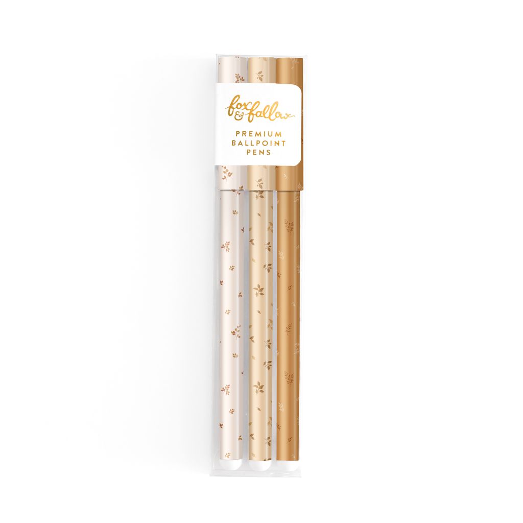 Fox & Fallow Broderie Mustard Ballpoint Pen Pack – Write with Elegance and Style - The Grateful Collective