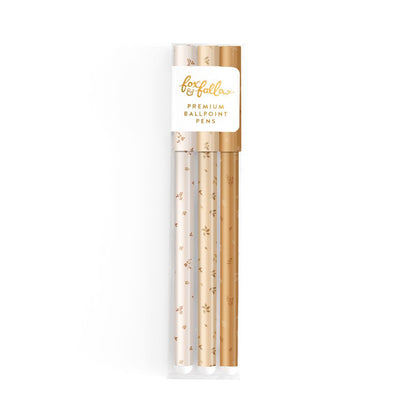 Fox & Fallow Broderie Mustard Ballpoint Pen Pack – Write with Elegance and Style - The Grateful Collective