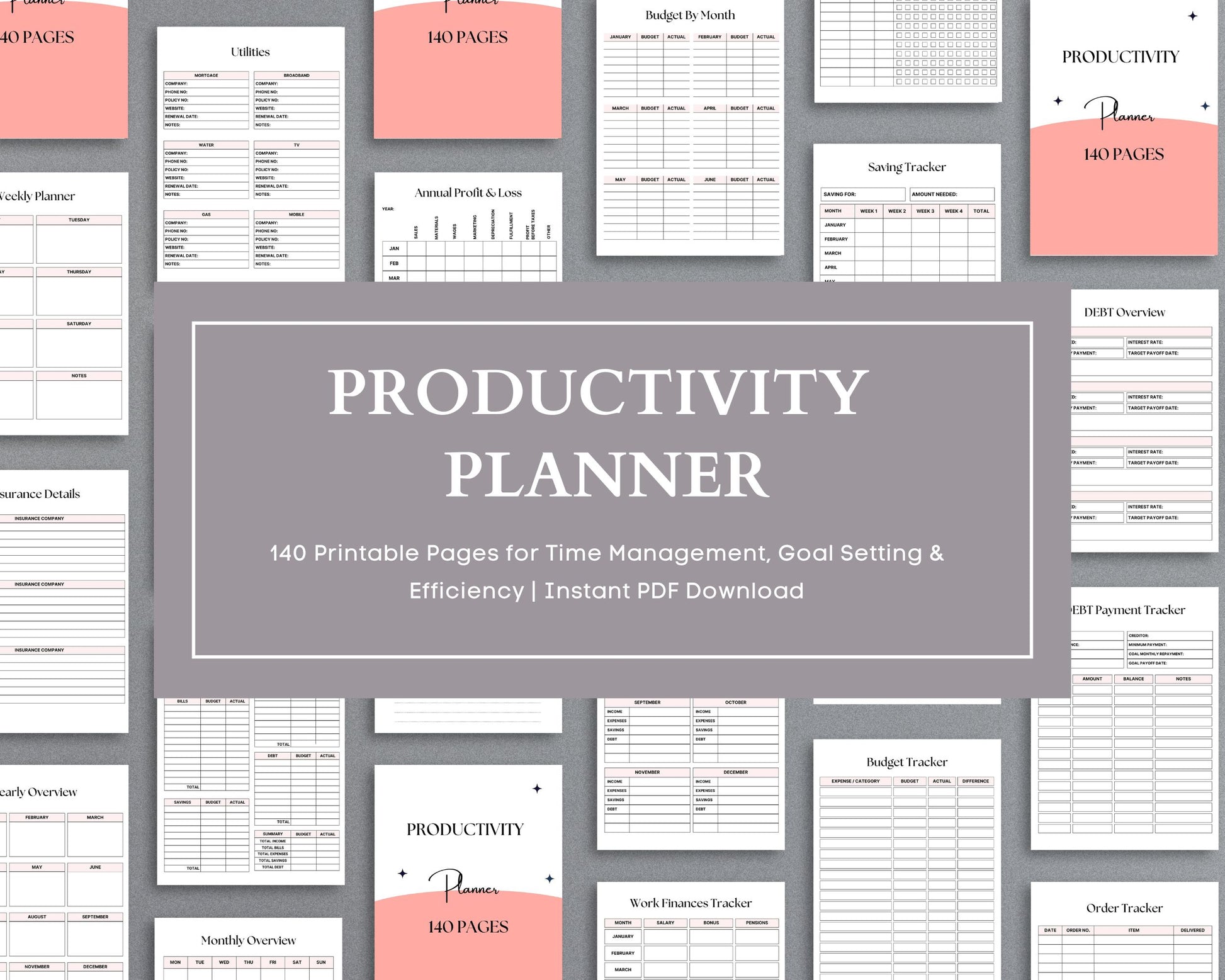 Productivity Planner (140 Pages) – Daily, Weekly & Monthly Goal Tracking | Printable PDF