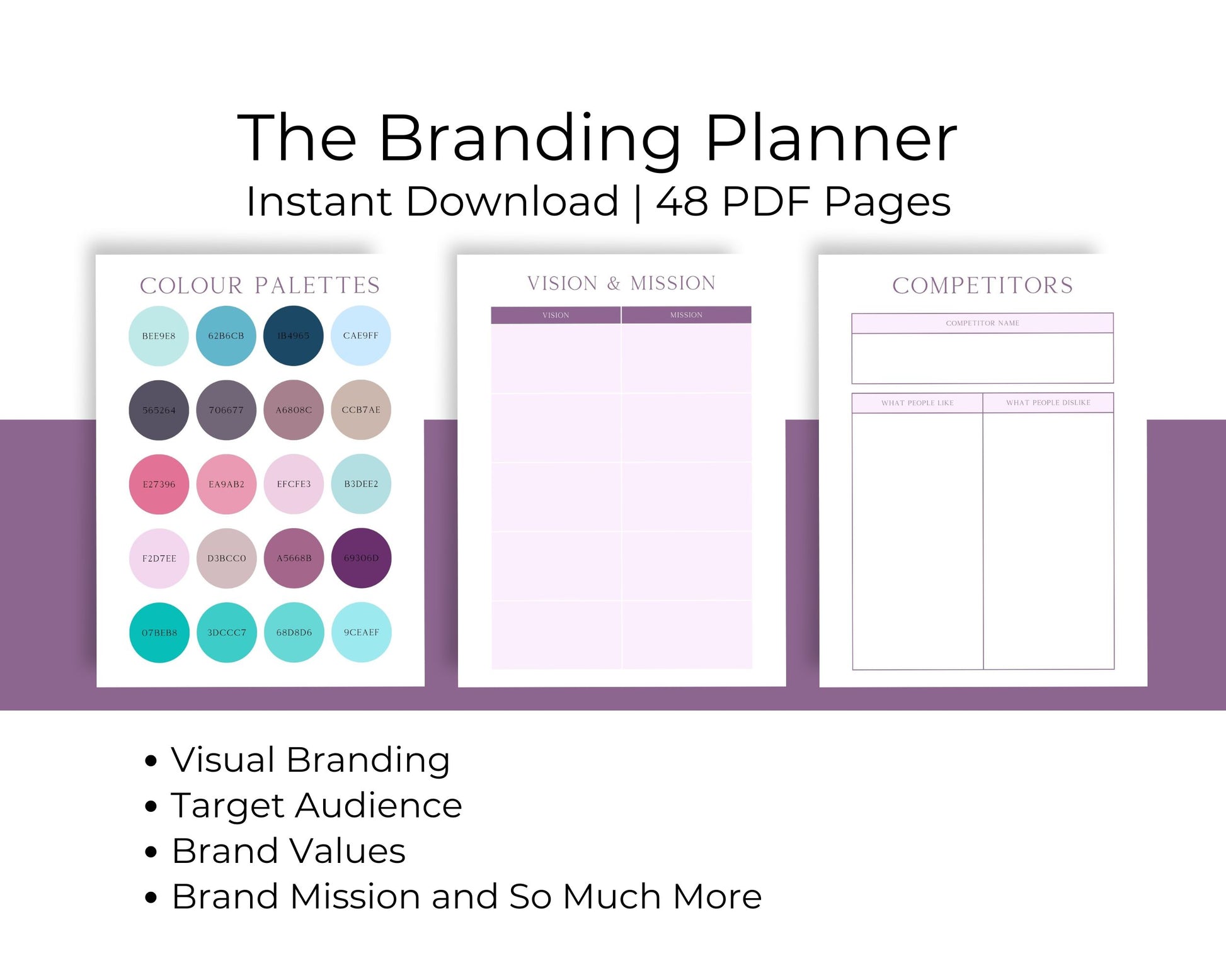 Branding Planner | Business Brand Strategy Workbook | Digital PDF