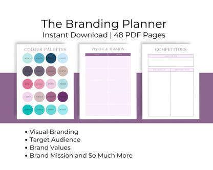 Branding Planner | Business Brand Strategy Workbook | Digital PDF