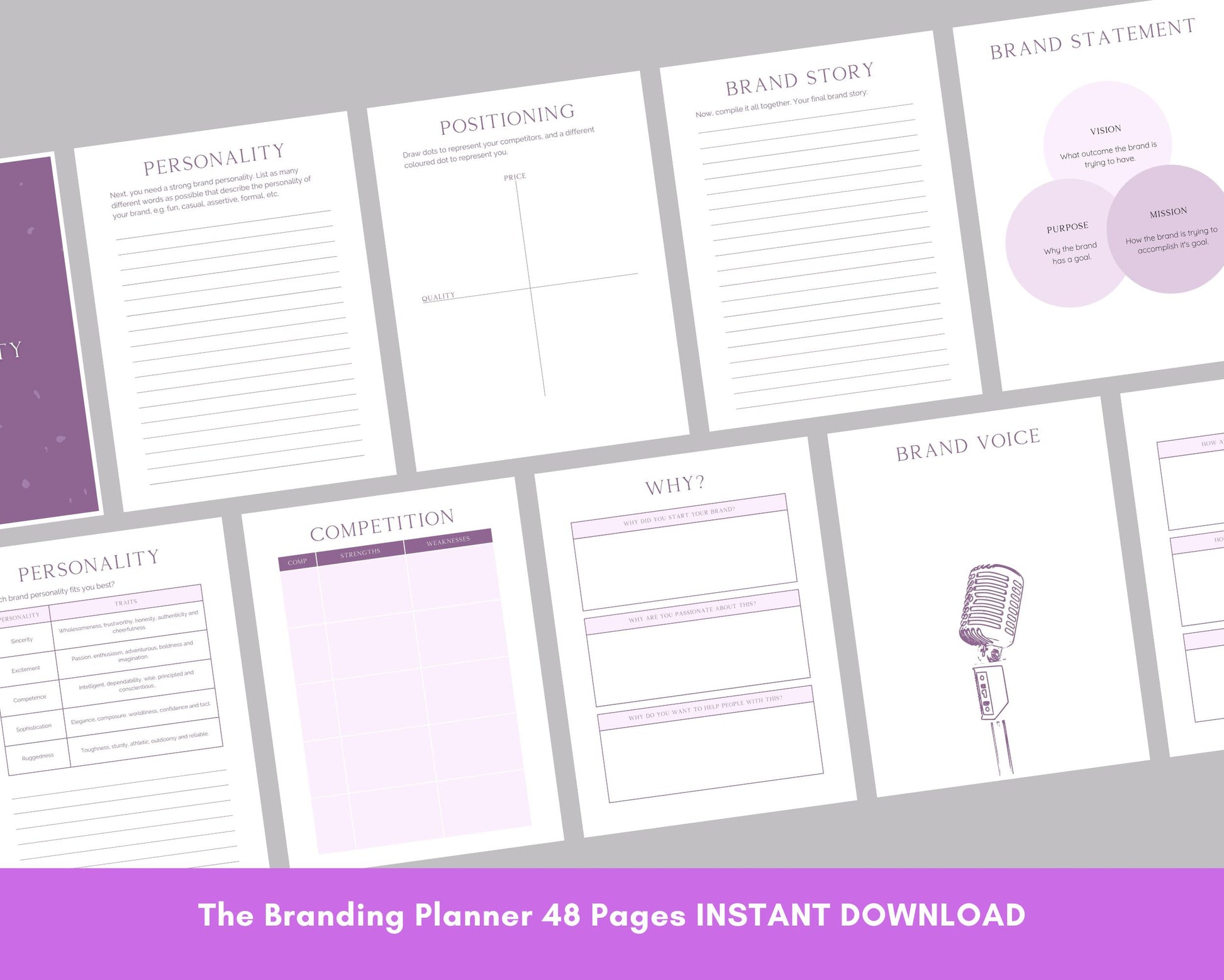 Branding Planner | Business Brand Strategy Workbook | Digital PDF