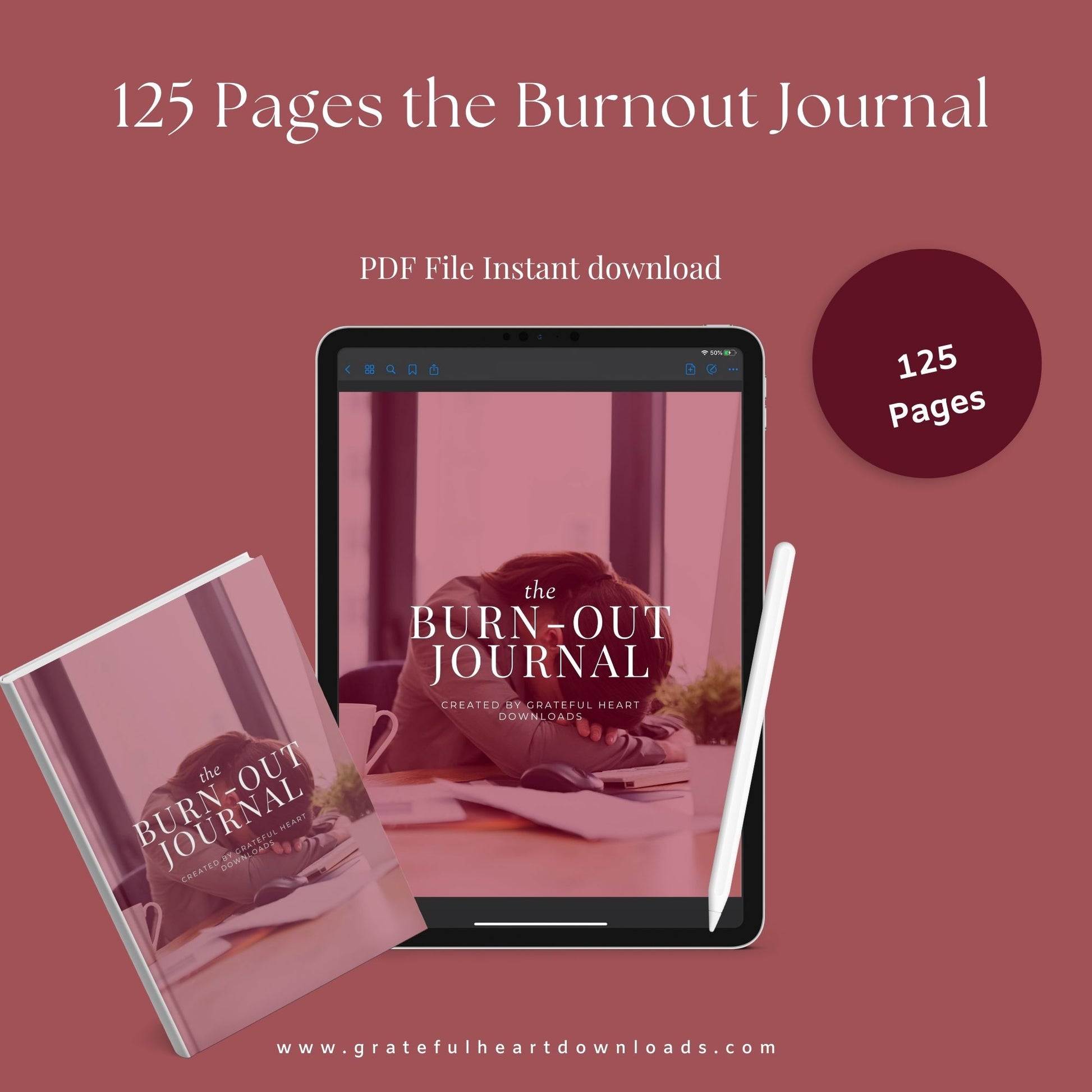 Burnout Journal | Mental Wellness & Self-Care Planner | Digital PDF