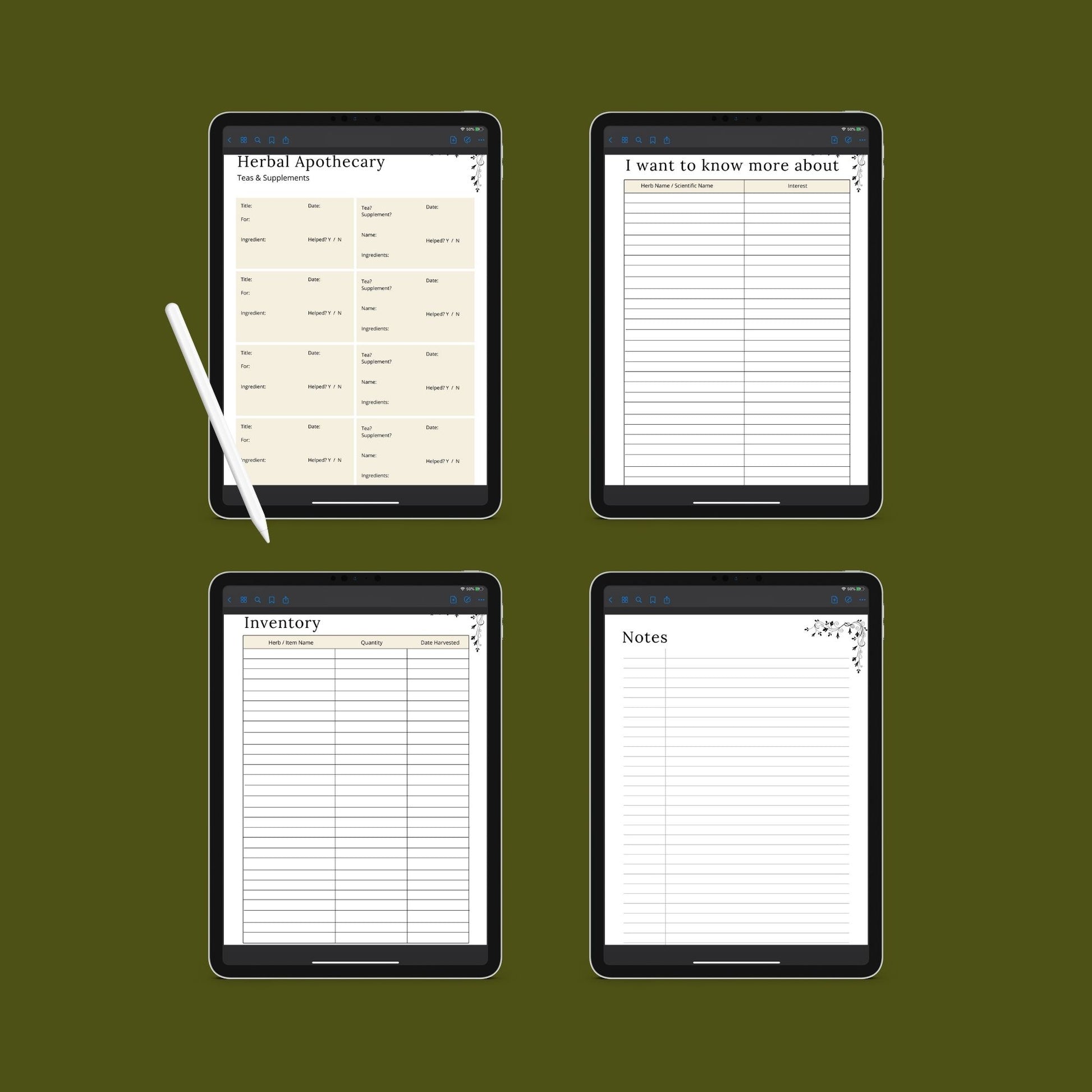 Herbal Planner | Herbalism, Essential Oils & Apothecary Guide | PDF