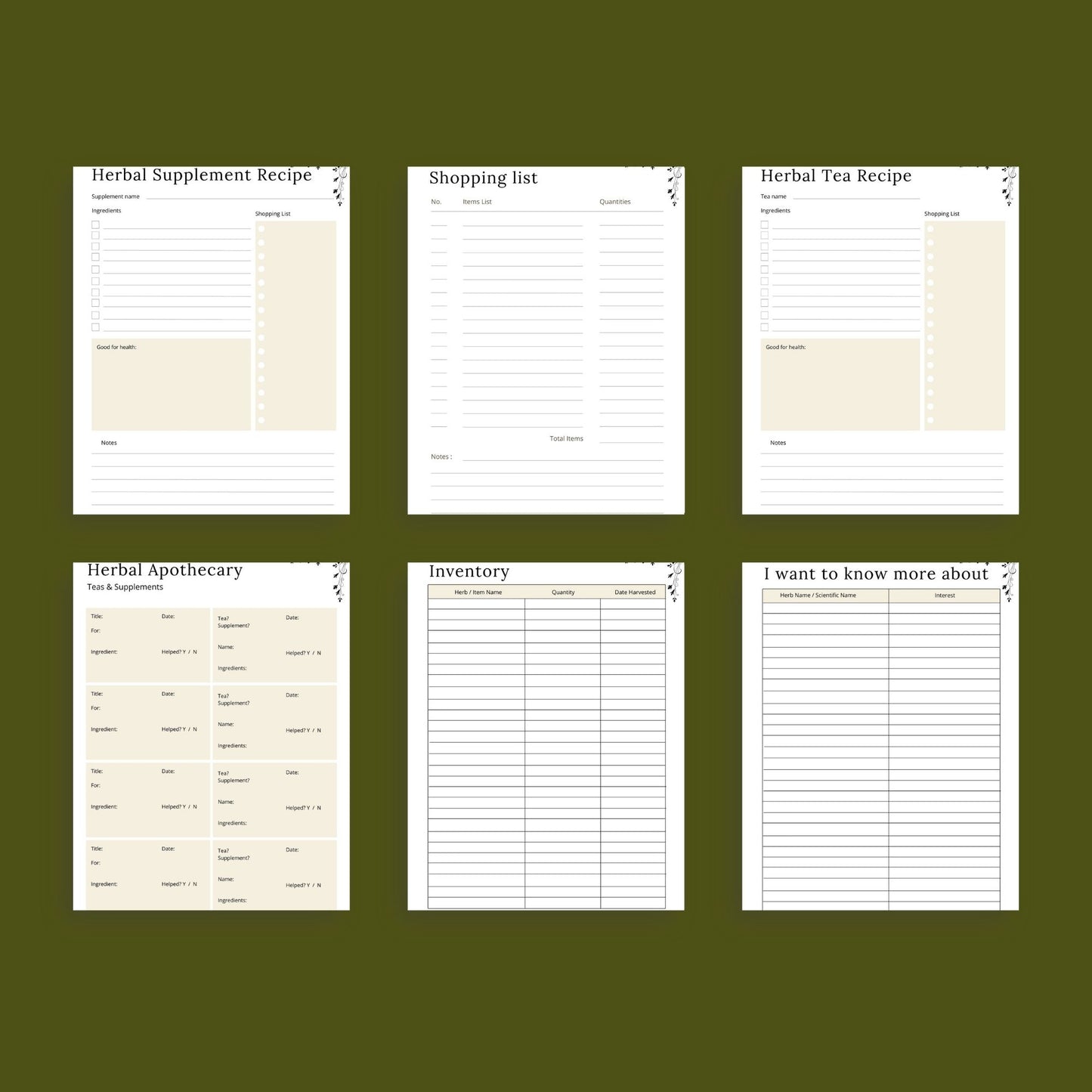 Herbal Planner | Herbalism, Essential Oils & Apothecary Guide | PDF