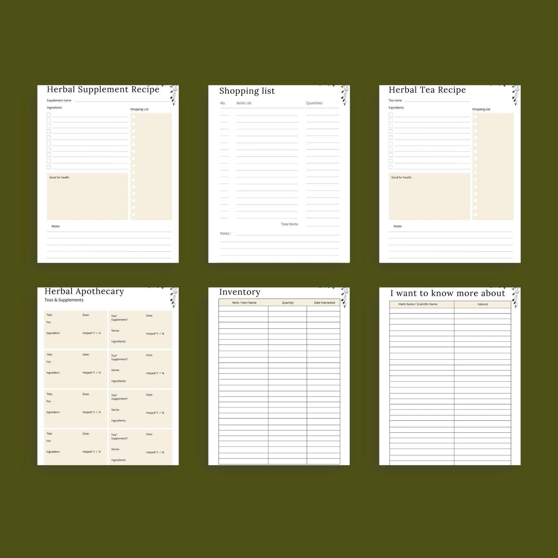Herbal Planner | Herbalism, Essential Oils & Apothecary Guide | PDF