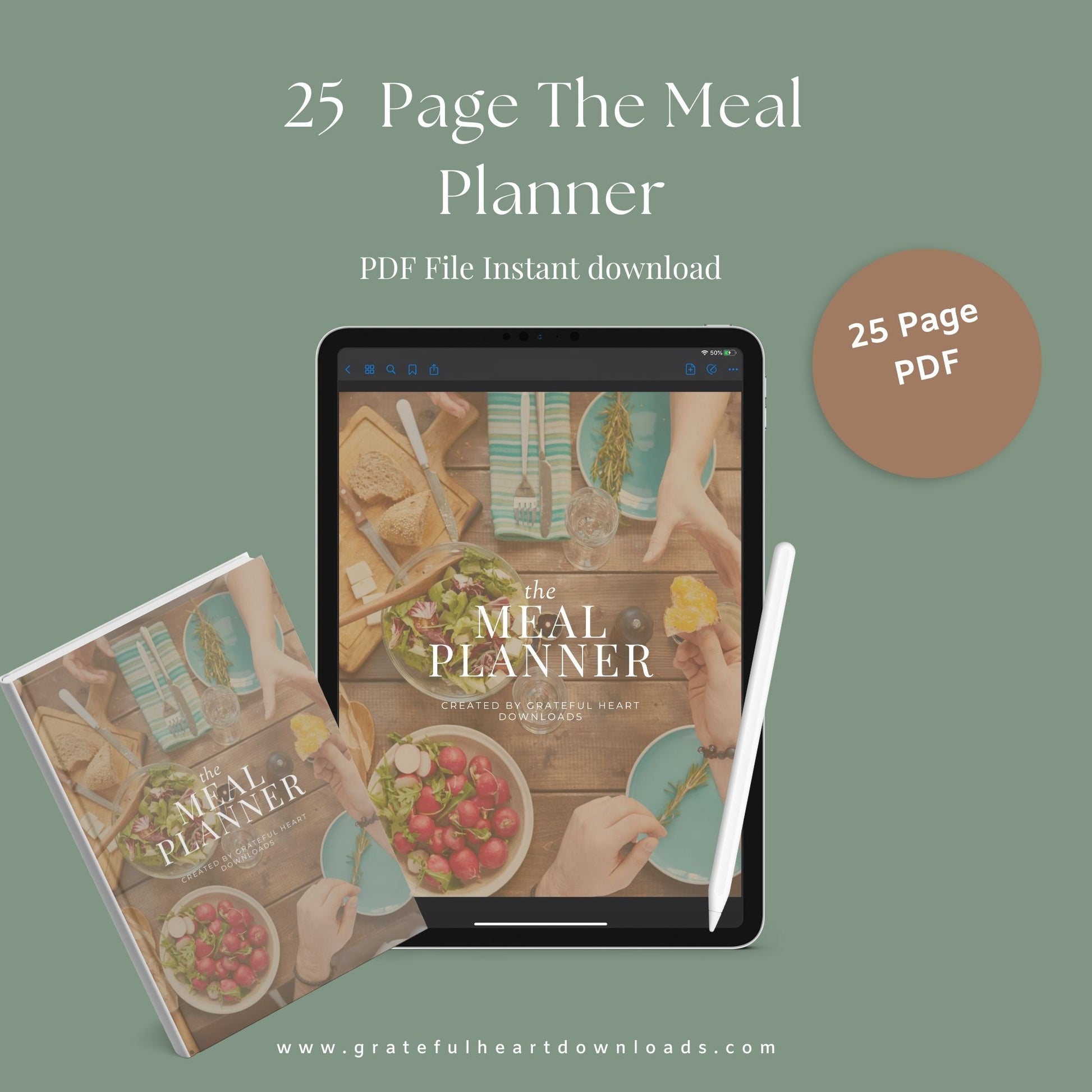The Meal Planner – Digital Weekly & Monthly Meal Planning, Grocery List & Recipe Organizer | Printable PDF