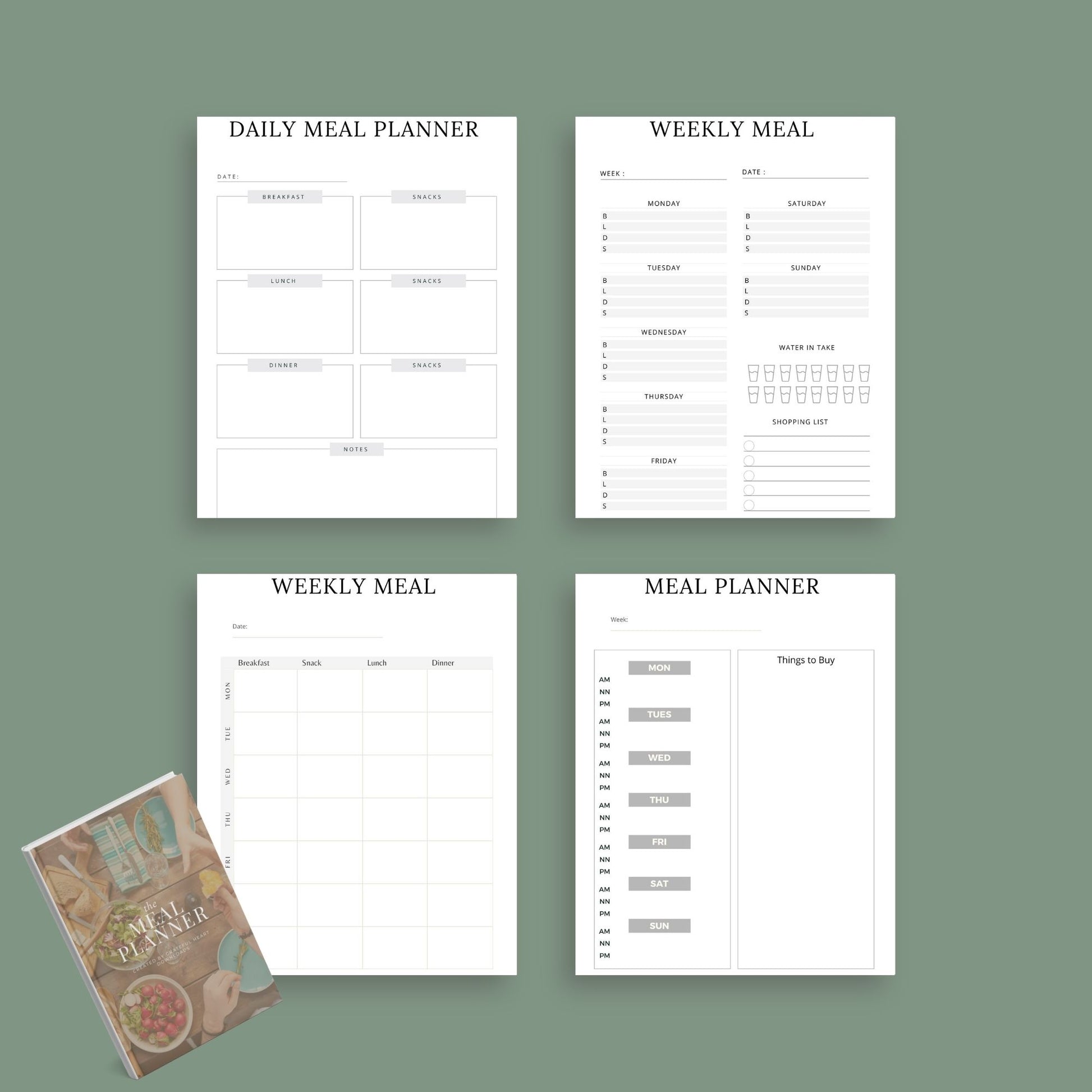 The Meal Planner – Digital Weekly & Monthly Meal Planning, Grocery List & Recipe Organizer | Printable PDF