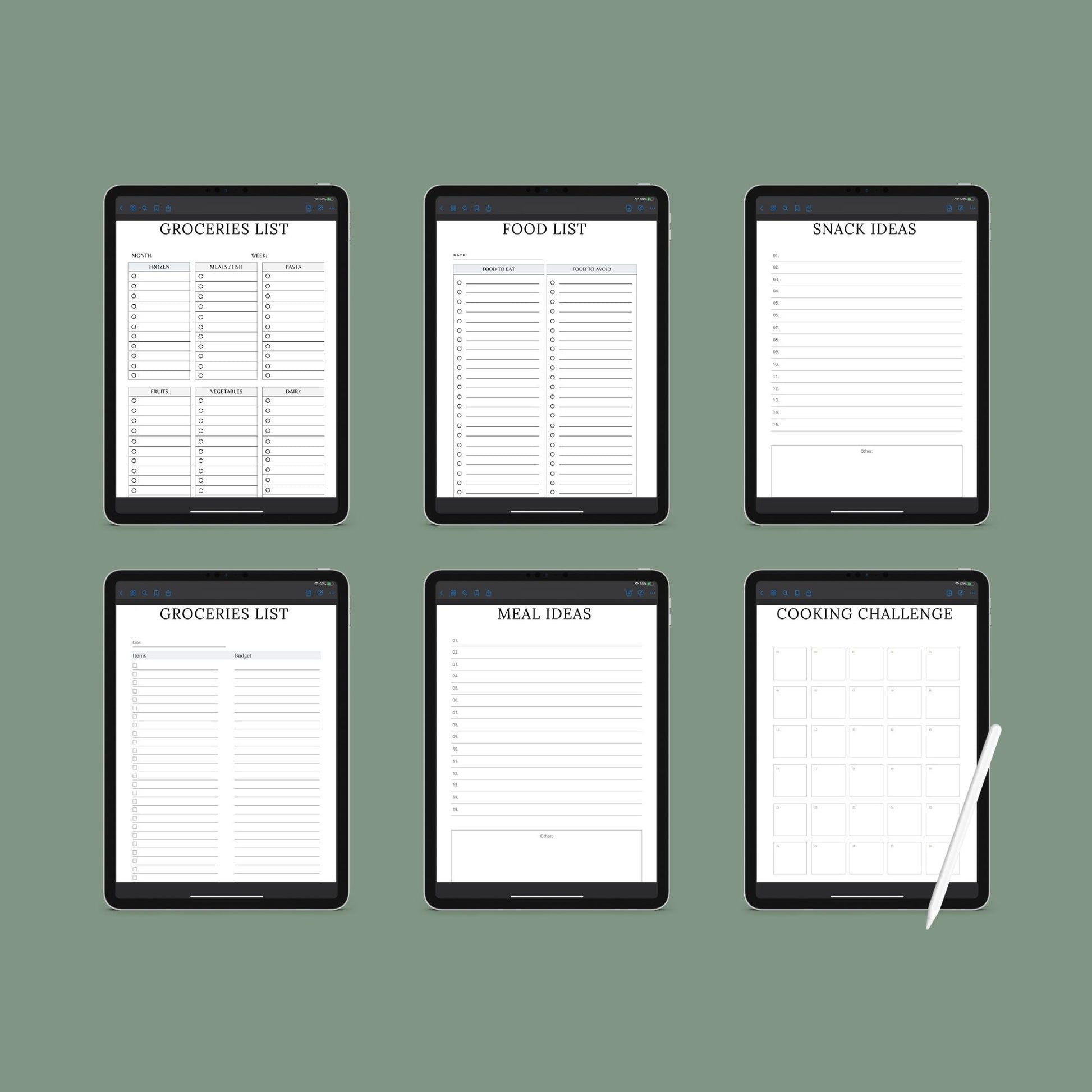 The Meal Planner – Digital Weekly & Monthly Meal Planning, Grocery List & Recipe Organizer | Printable PDF