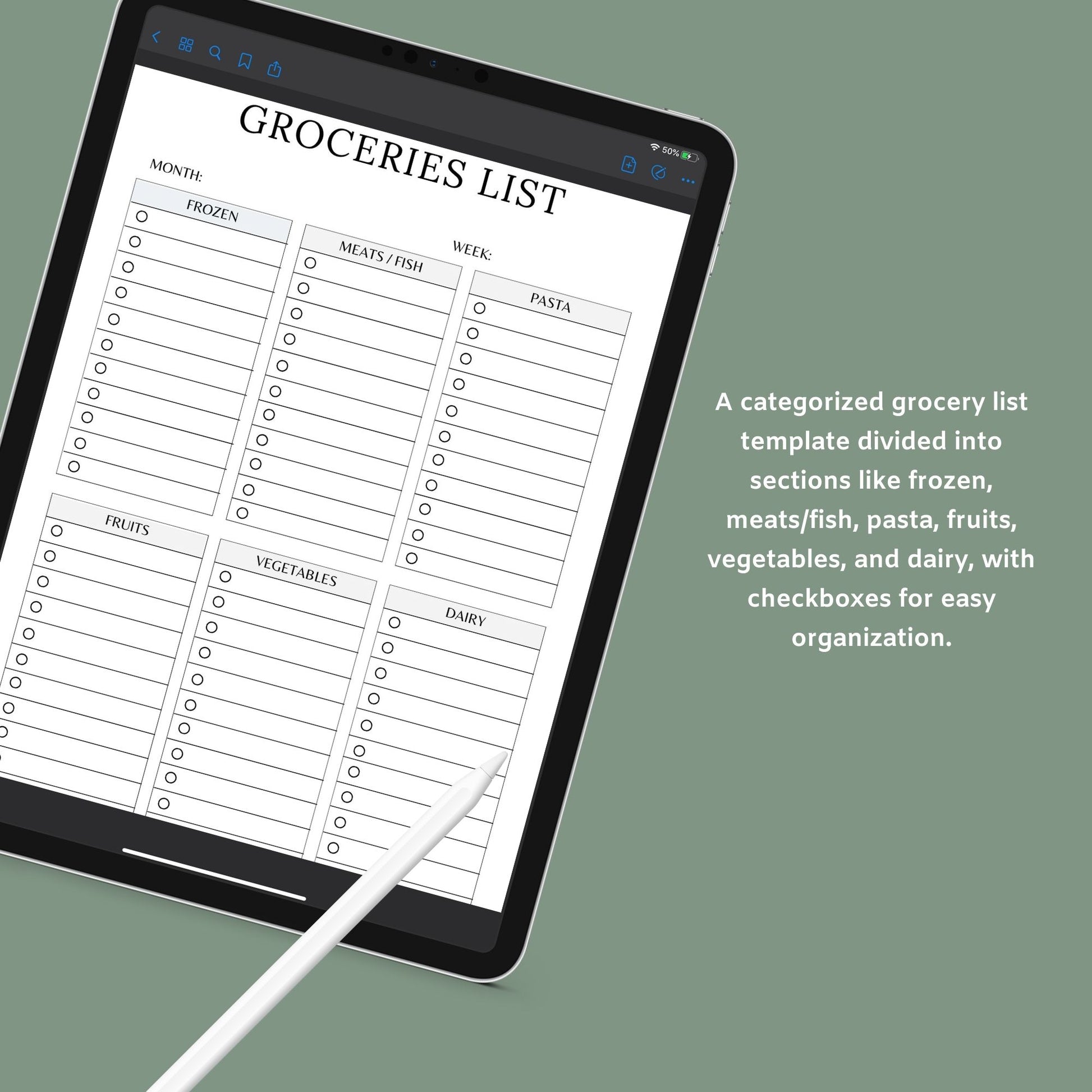 The Meal Planner – Digital Weekly & Monthly Meal Planning, Grocery List & Recipe Organizer | Printable PDF