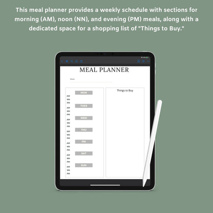 The Meal Planner – Digital Weekly & Monthly Meal Planning, Grocery List & Recipe Organizer | Printable PDF