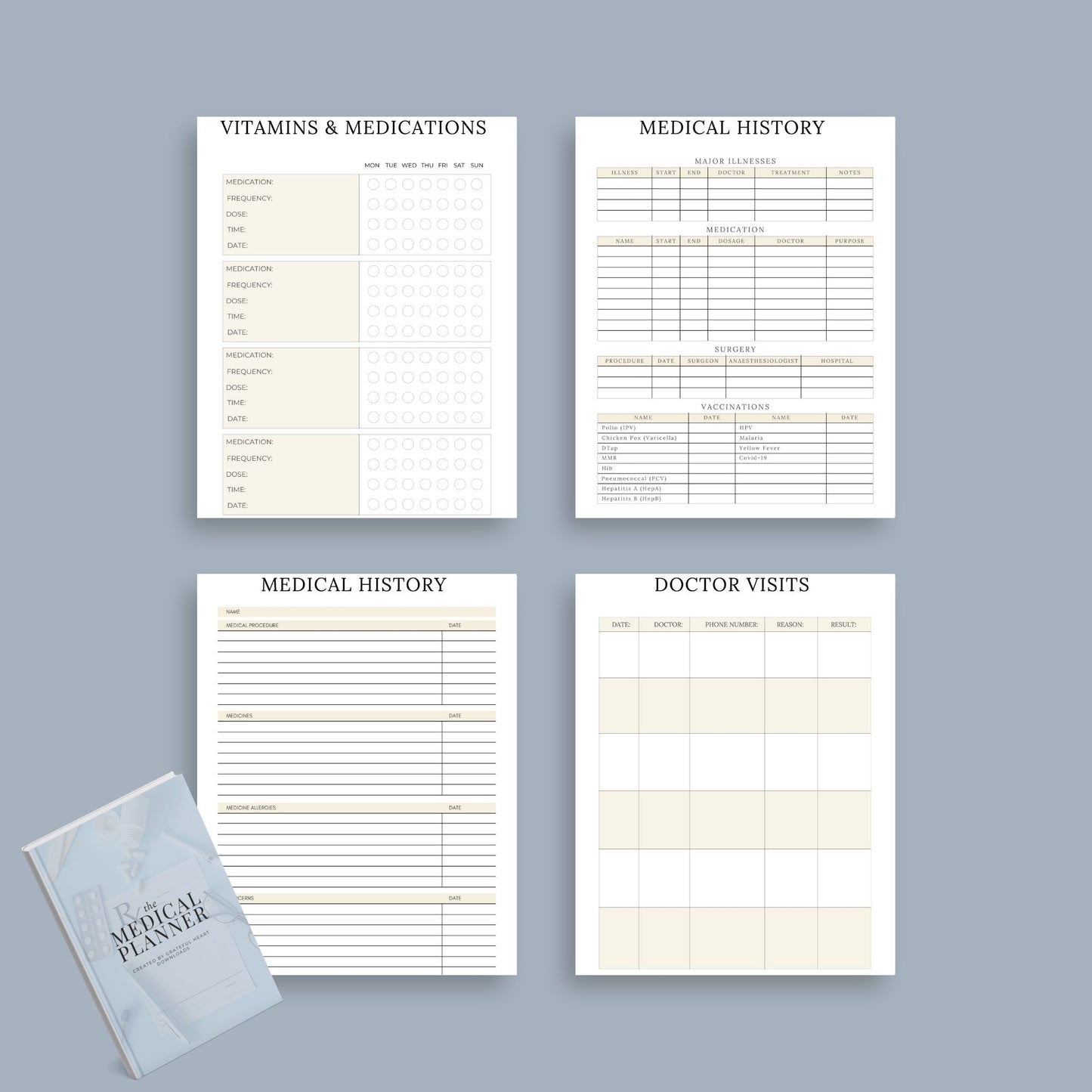 The Medical Planner – Track Appointments, Medications & Health Records | Printable PDF