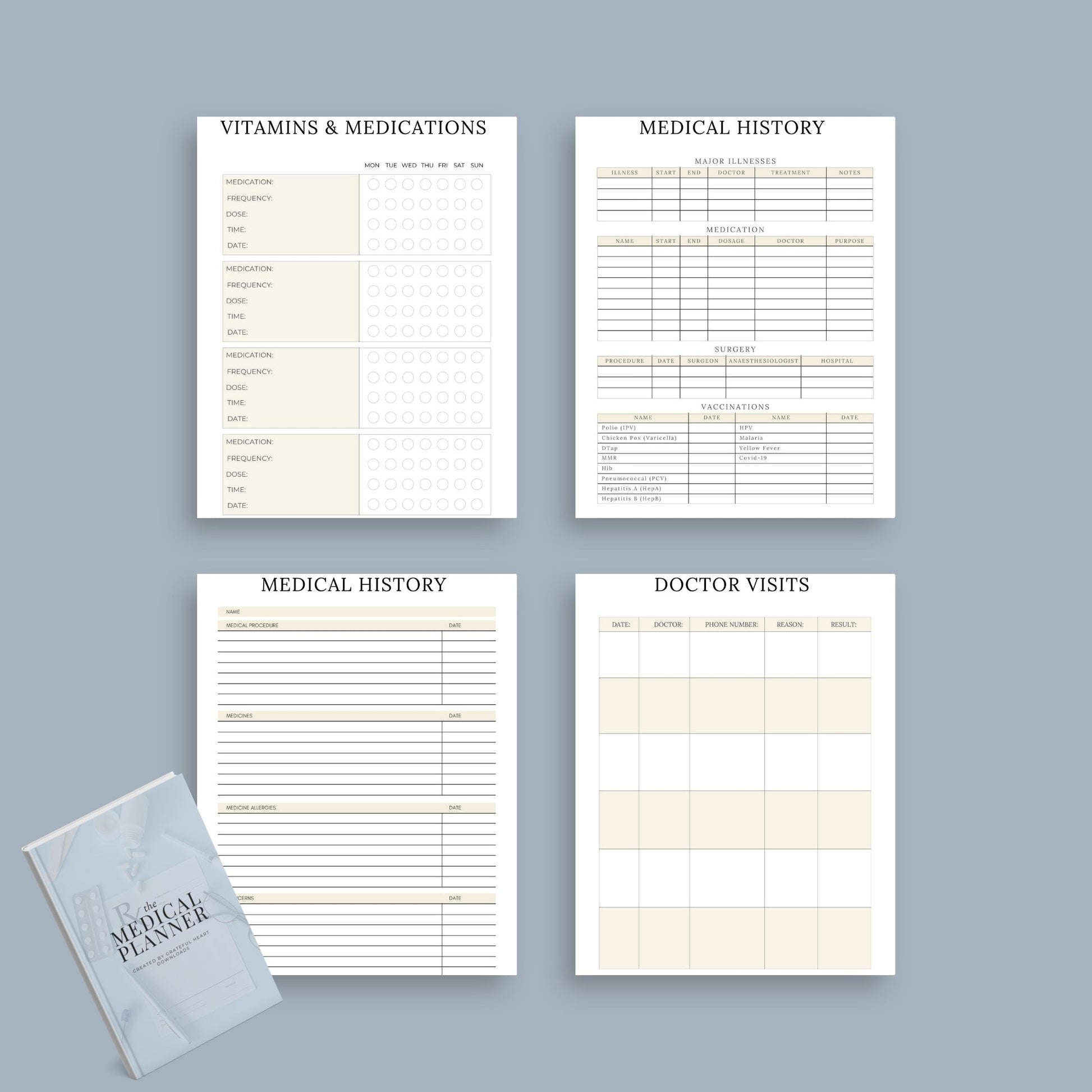 The Medical Planner – Track Appointments, Medications & Health Records | Printable PDF