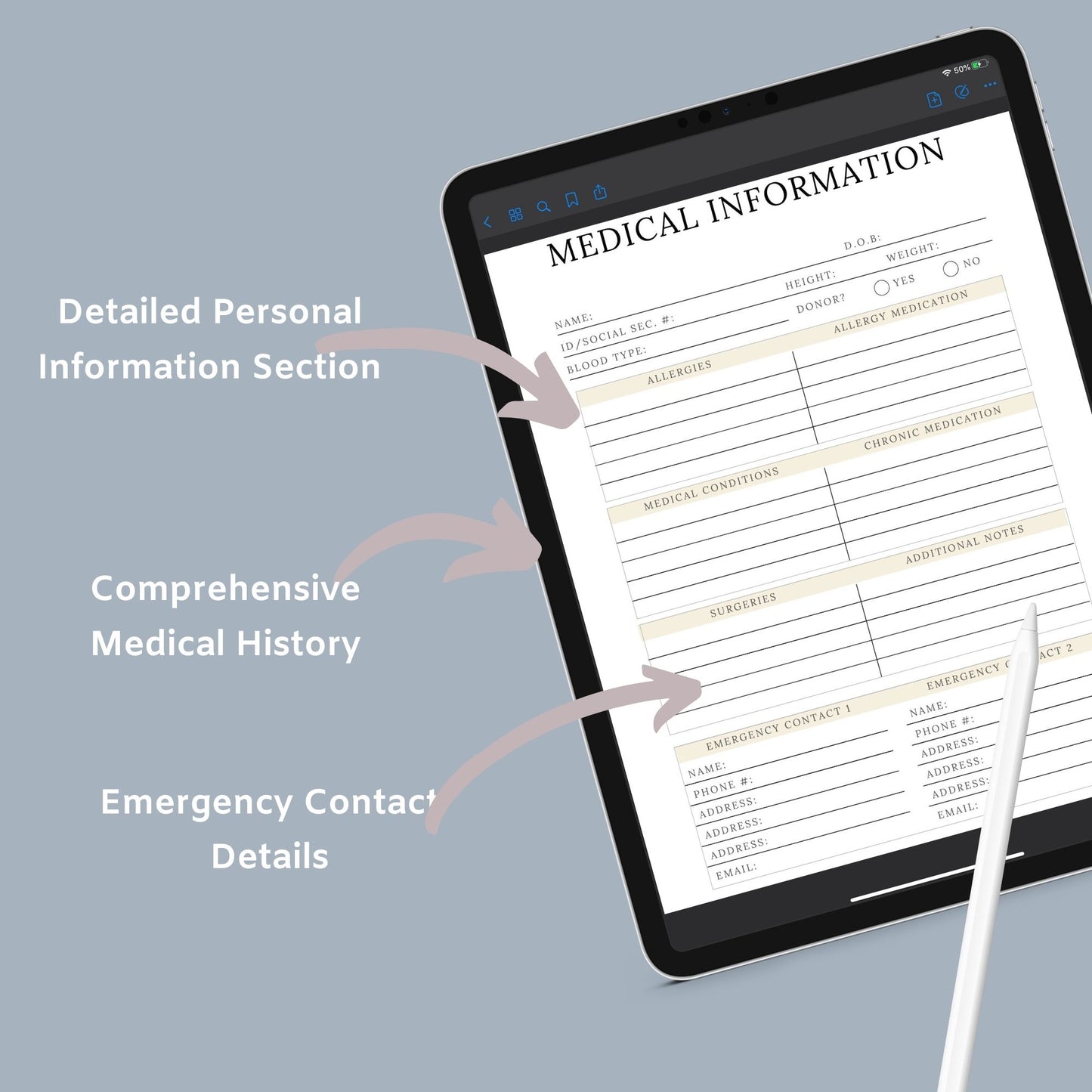 The Medical Planner – Track Appointments, Medications & Health Records | Printable PDF