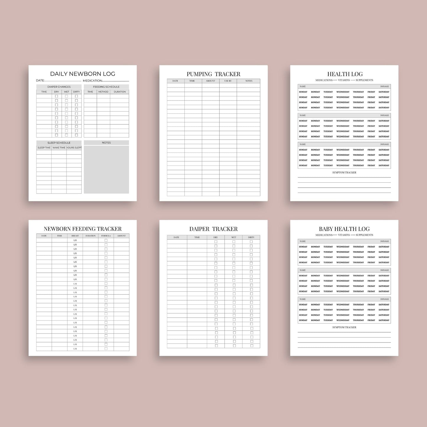 The Newborn Planner – Baby Feeding, Sleep & Health Tracker | Printable PDF
