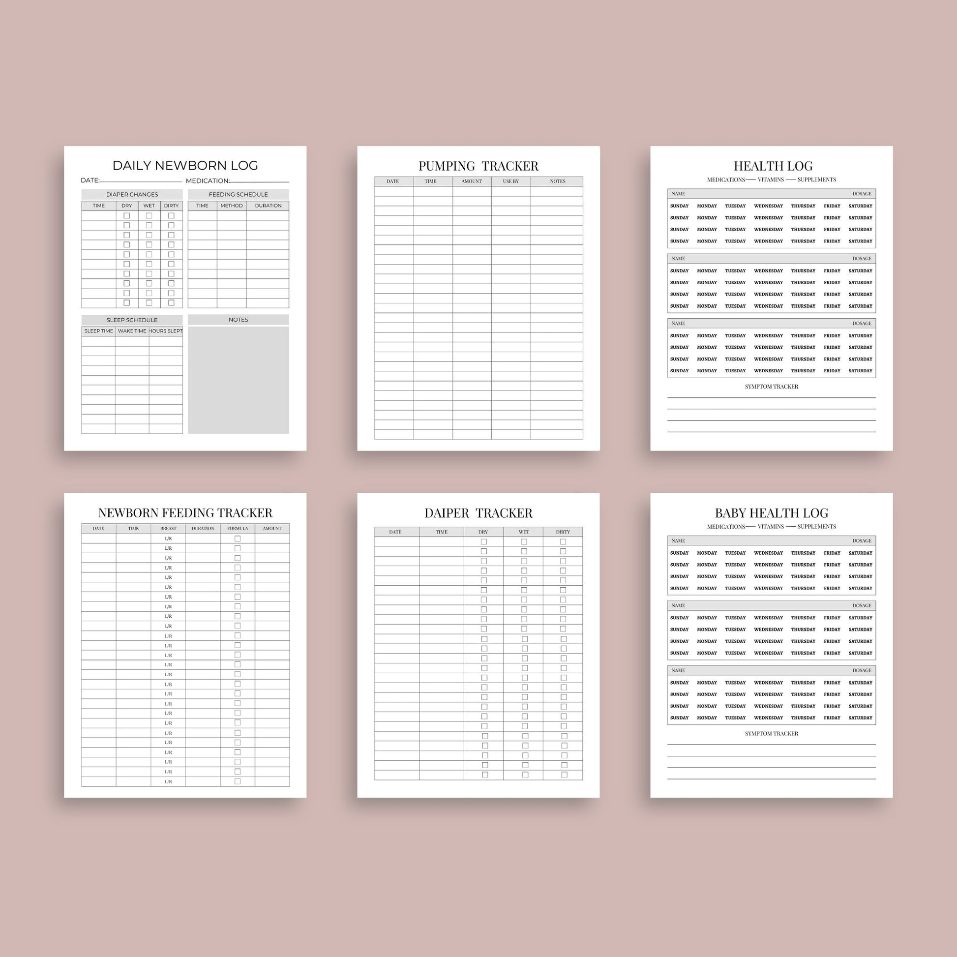 The Newborn Planner – Baby Feeding, Sleep & Health Tracker | Printable PDF