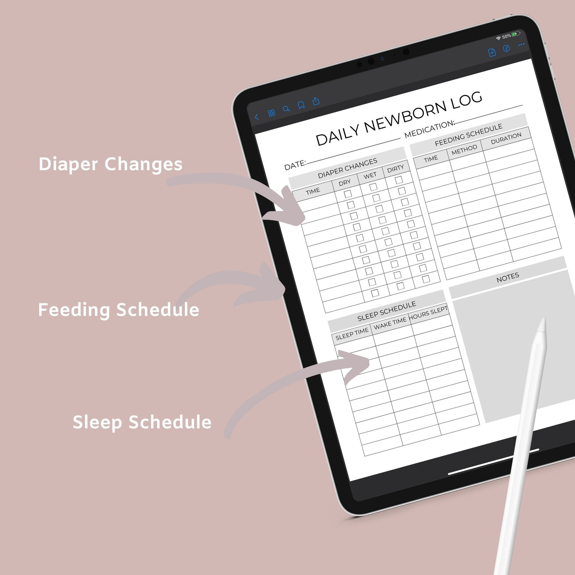 The Newborn Planner – Baby Feeding, Sleep & Health Tracker | Printable PDF