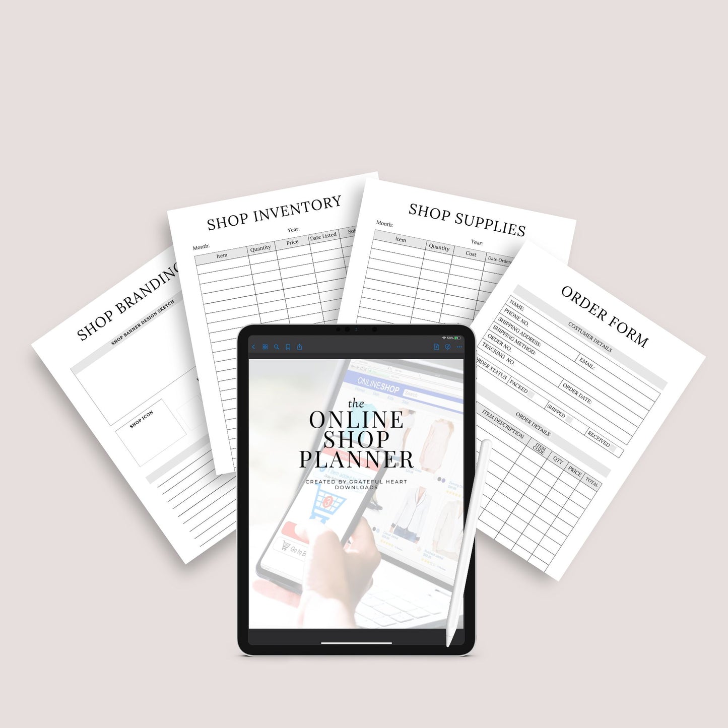 The Online Shop Planner – Business, Inventory & Marketing Tracker for E-Commerce Success | Printable PDF