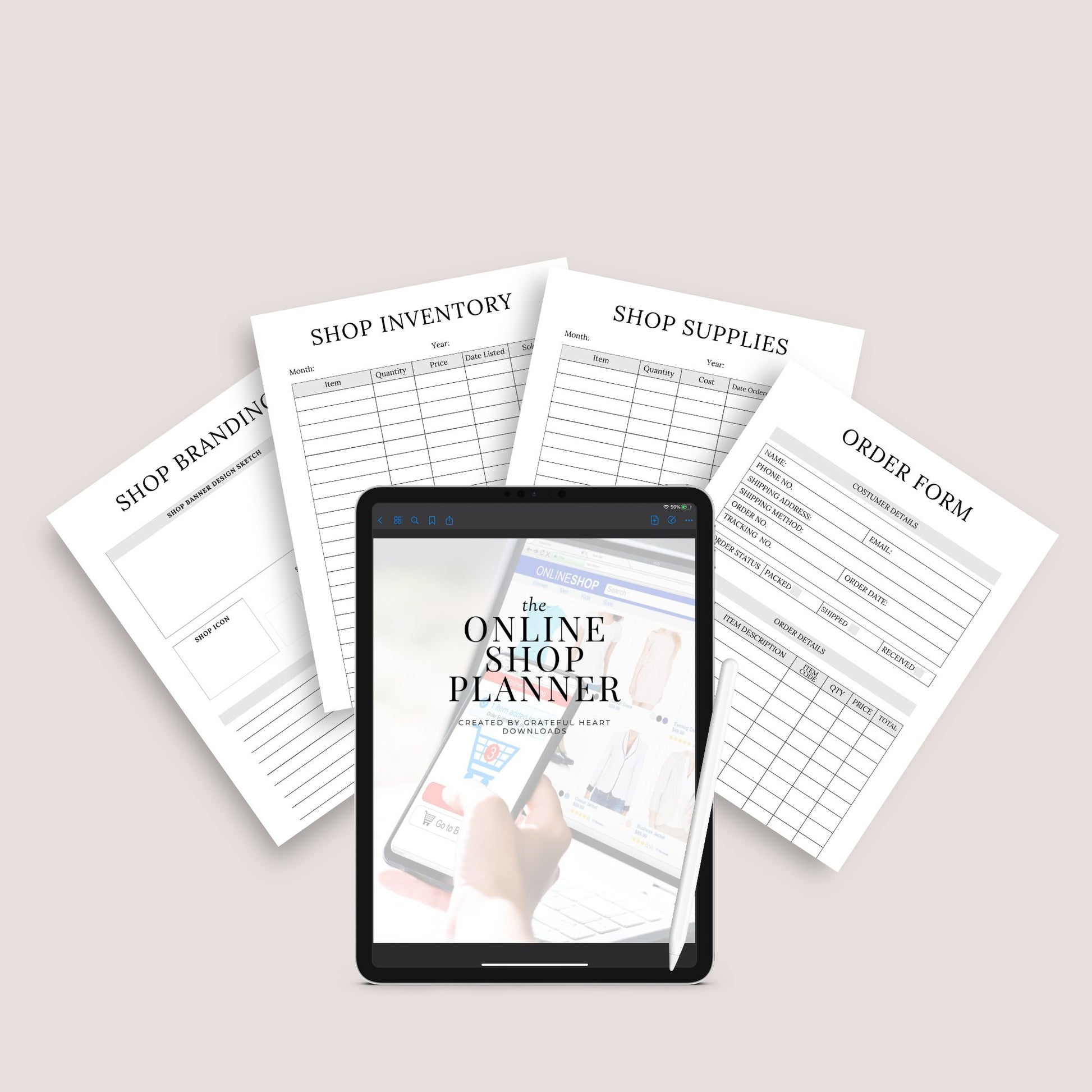 The Online Shop Planner – Business, Inventory & Marketing Tracker for E-Commerce Success | Printable PDF