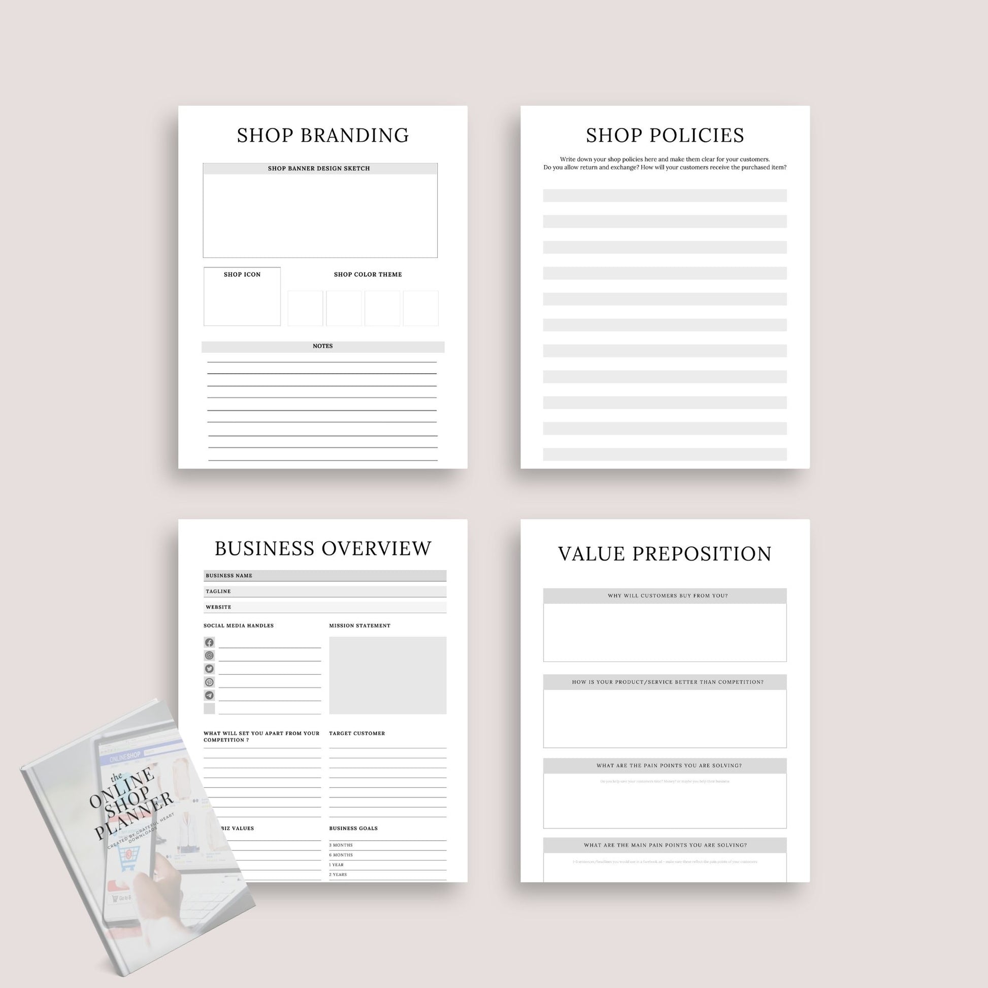 The Online Shop Planner – Business, Inventory & Marketing Tracker for E-Commerce Success | Printable PDF