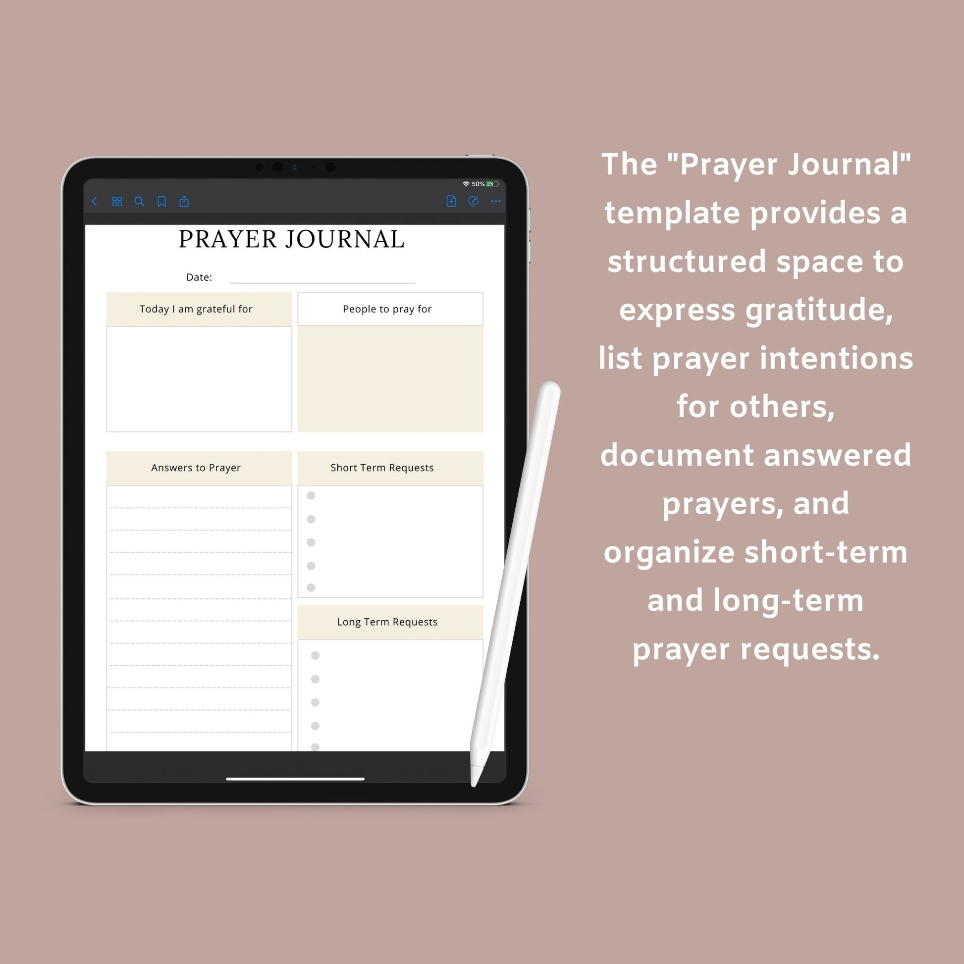 The Prayer Journal – Guided Faith-Based Reflection & Gratitude Planner | Printable PDF