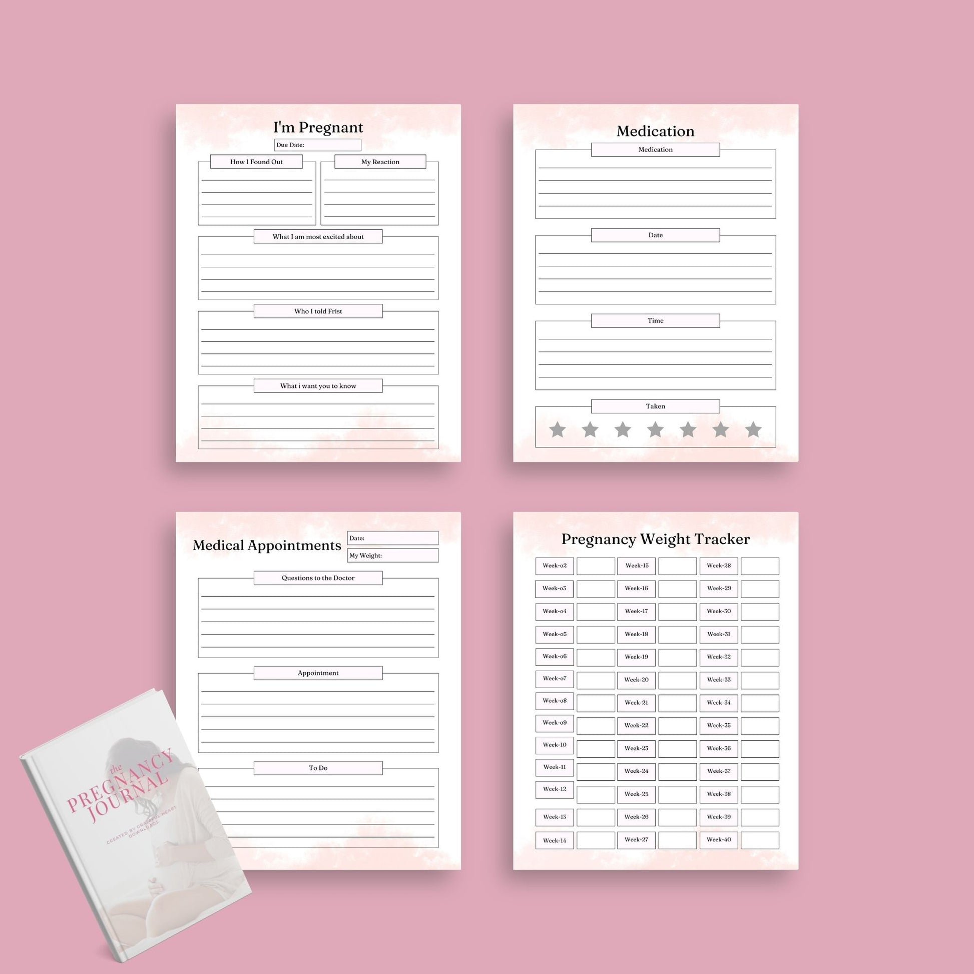 The Pregnancy Journal – Track Your Journey, Baby’s Growth & Special Moments | Printable PDF